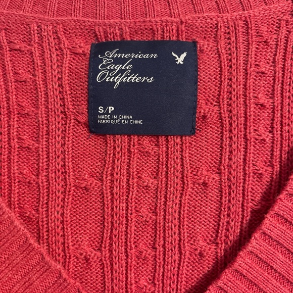 American Eagle Size Small Cable Knit V-Neck Sweater Y2K - Picture 5 of 6